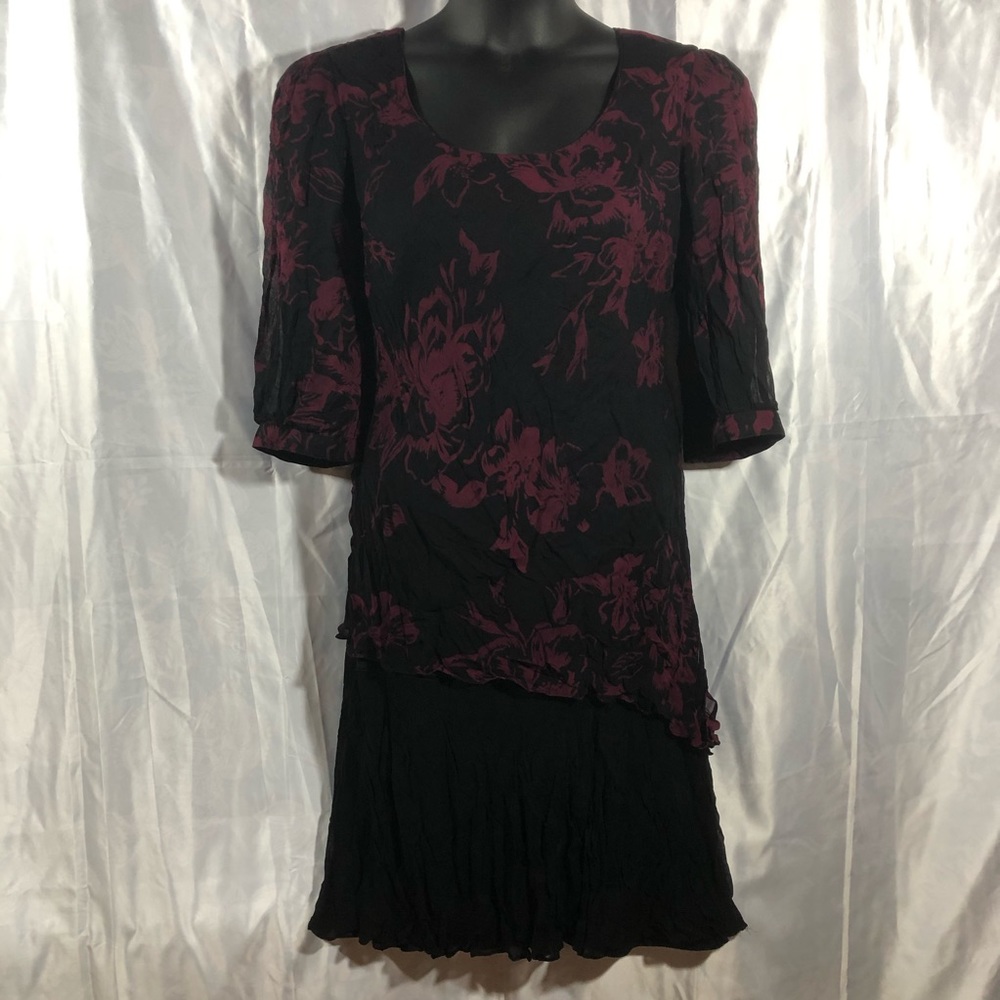 EVA BLUE Black with pink floral print Dress